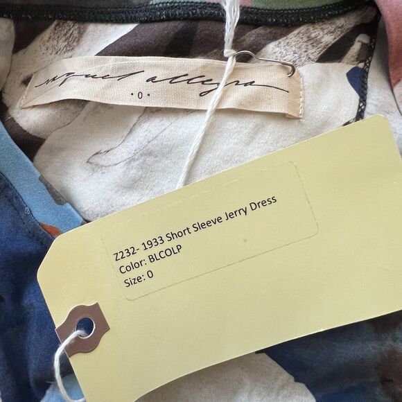 Raquel Allegra Jersey MIDI Dress Blue Collage Art To Wear Size 0 US XS New m15 - Picture 9 of 9